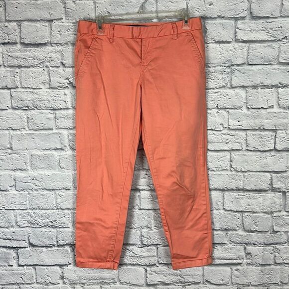 Calvin Klein Chino Pants Womens 4 Orange Crop Mid Rise Cotton Blend Stretch - Picture 1 of 6